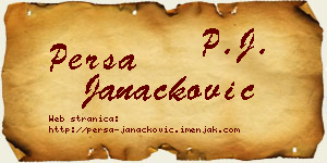 Persa Janaćković vizit kartica